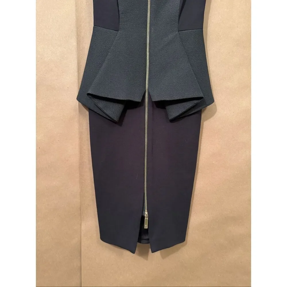 Ted Baker London Jumana textured‎ peplum zip-front sheath dress